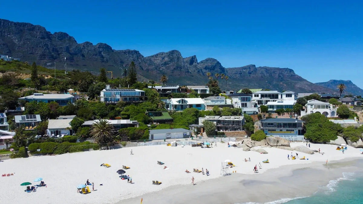 Aerial view of Clifton between the Twelve Apostles and the Atlantic Ocean