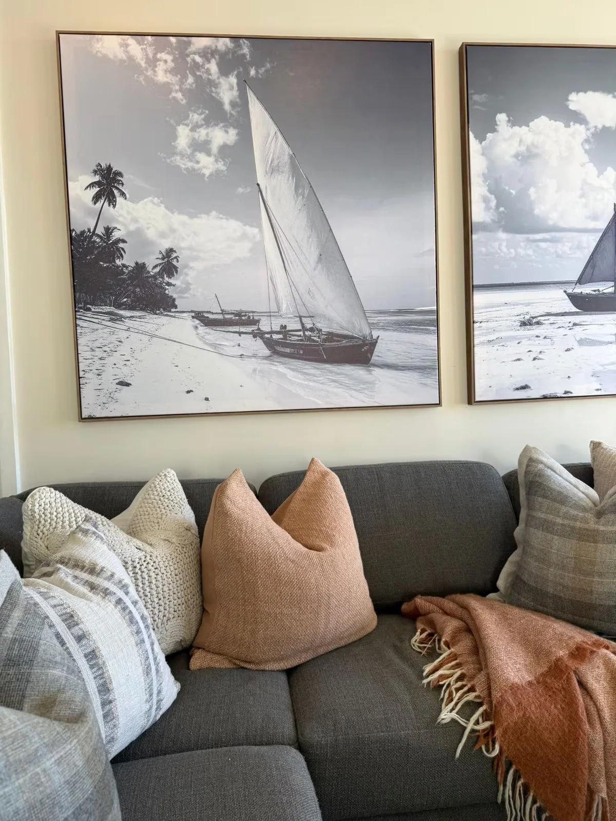 Soft furnishings and nautical artwork