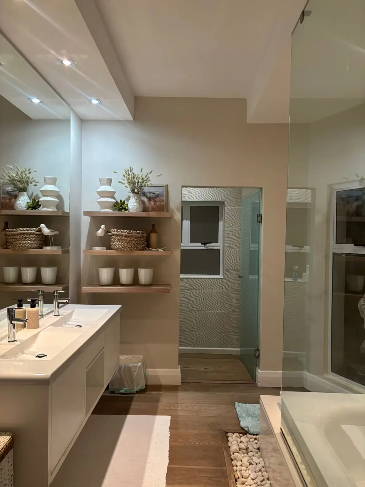 Bathroom with open shelving