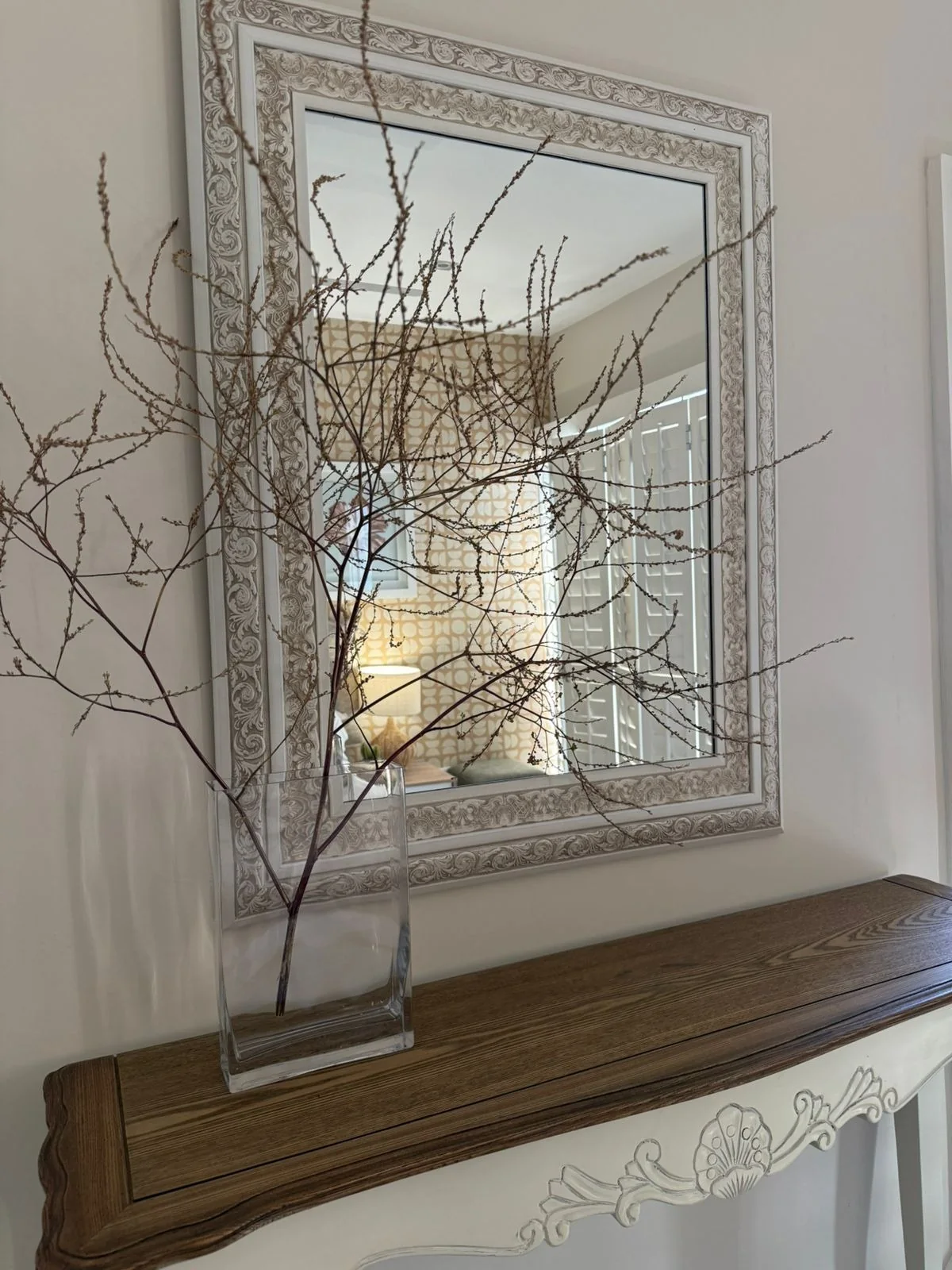 Natural branch artwork in the villa
